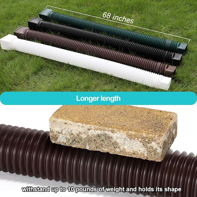 plusgutter Brown 2-Pack Rain Gutter Downspout Extensions Flexible, Drain - Image 3