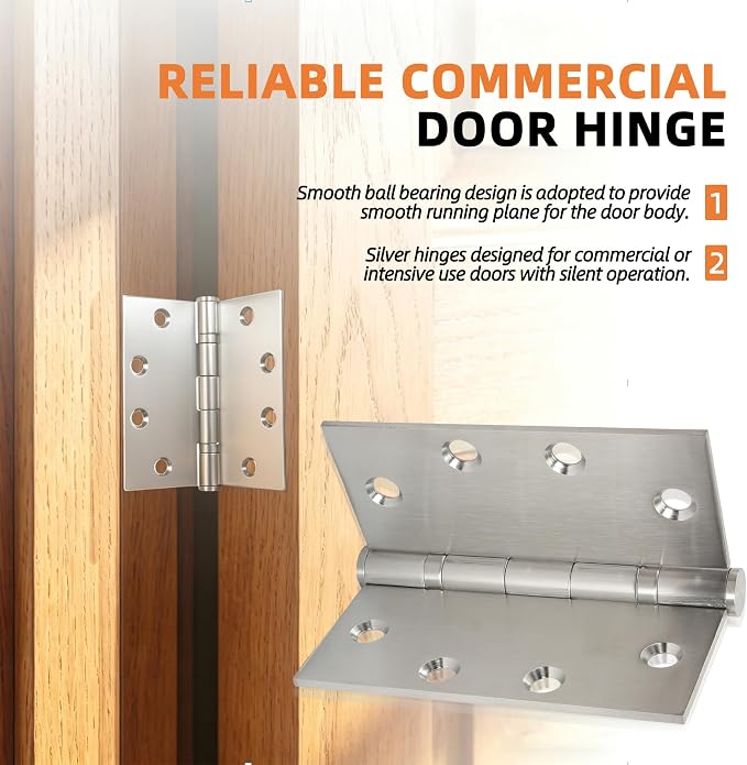 6-Pack 4.5 inch X 4.5 inch Heavy Duty Commercial Door Hinge Thickened | - Image 2