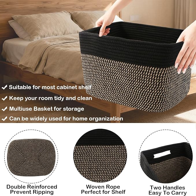 3 Pack Woven Baskets, Storage Baskets - Image 3