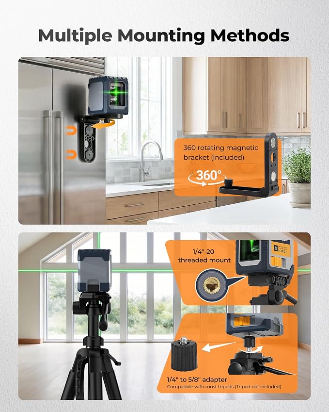 Cross Line Laser Level, IP54 Waterproof, Manual & Pulse Modes - Image 4