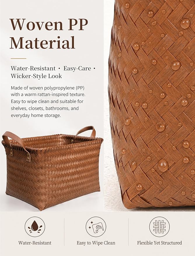Wicker Storage Baskets, 4 Pack Woven Baskets - Image 3