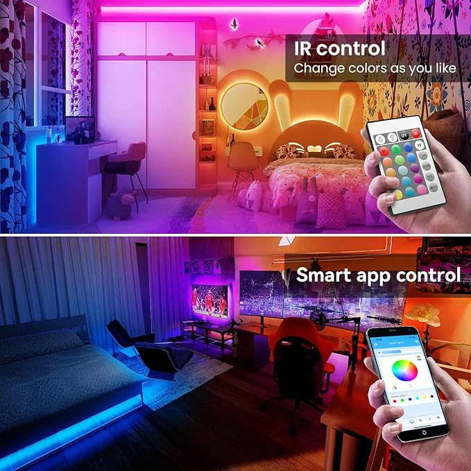 TJOY LED Lights for Bedroom 100ft, RGB Color Changing Led Strip Lighting | - Image 2