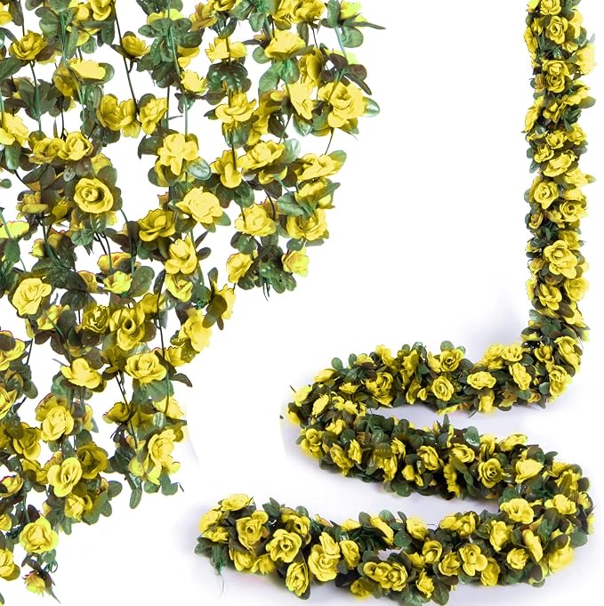 8Pcs x 8.2FT Artificial Flower Garland Rose Vine Decor, Hanging Faux Roses by PONKING