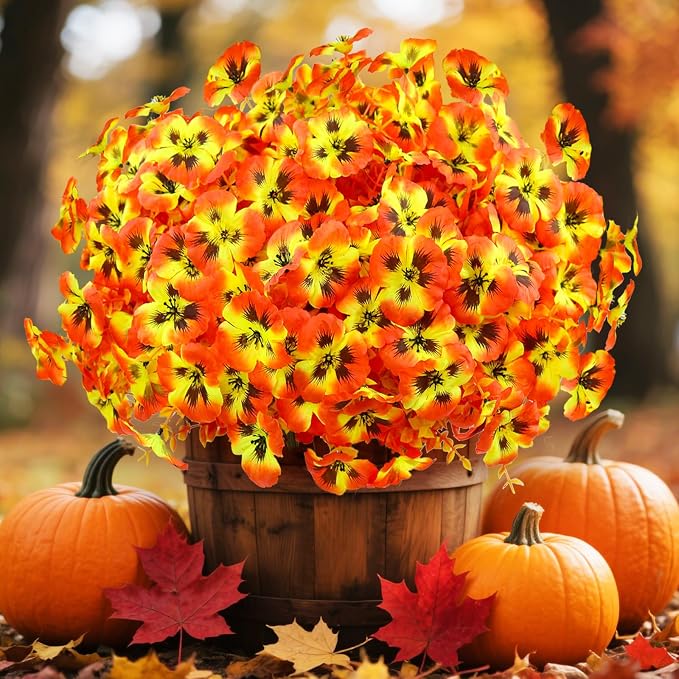 16PCS Artifcial Fall Flowers for Outdoors, No Fade Silk Pansies | Realistic - Image 7