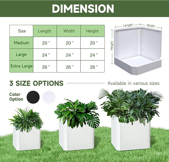 Metal Planter Box 26”L x 26"W x 26"H Large Square Steel Planter Box | Outdoor - Image 3