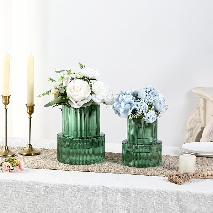 Ribbed Glass Vases for Bouquet, Modern Vase for Living Room, Coffe Table - Image 3