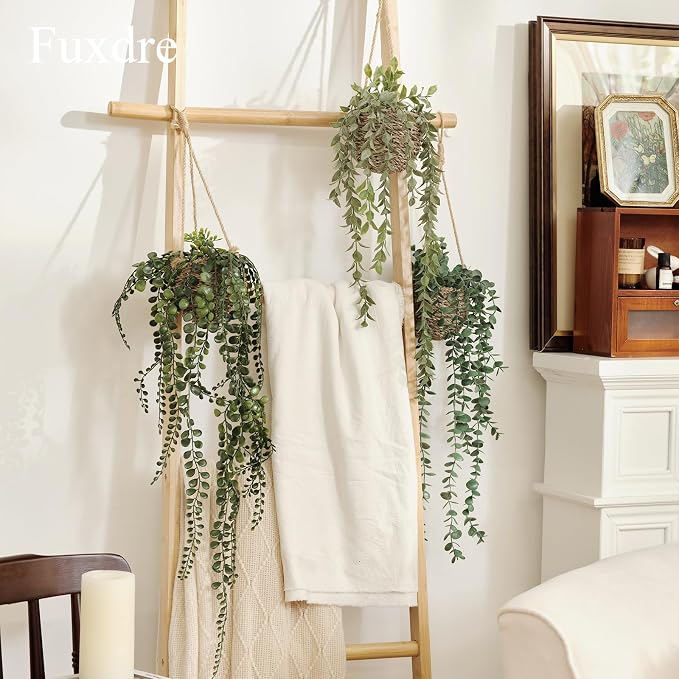 3 Pack Mini Artificial Hanging Greenary Fake Hanging Plants in Basket - Image 5