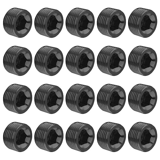 Glarks 20Pcs Carbon Steel 1/4'' NPT Male Pipe Plug Fitting Internal Hex Thread by Unknown