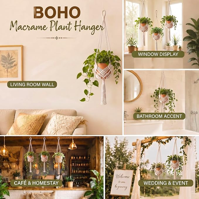 Shappy 2 Pack Boho Macrame Plant Hanger - Image 6