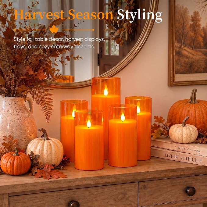 Homemory Halloween Orange Flameless Candles, Remote Timer, 9 Pack | Flameless - Image 9