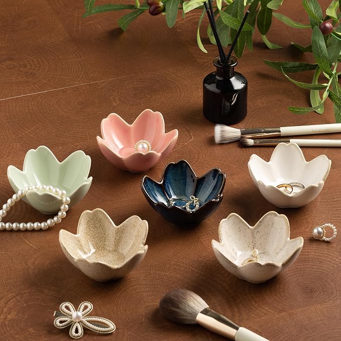 Ceramic Ring Holder Tray, Floral Trinket Bowl - Image 8