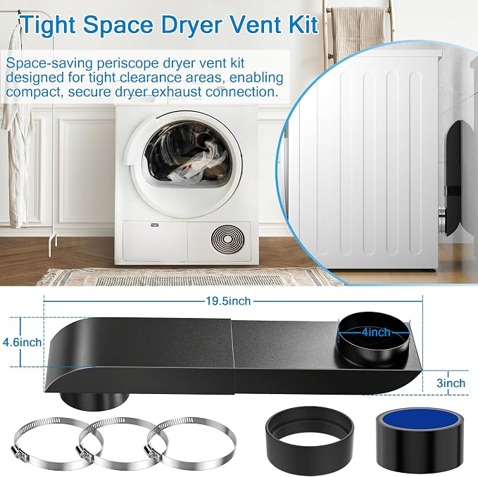 Upgrade Periscope Dryer Vent, 9.5-14.5" Adjustable Dryer Vent Connector Kit - Image 7