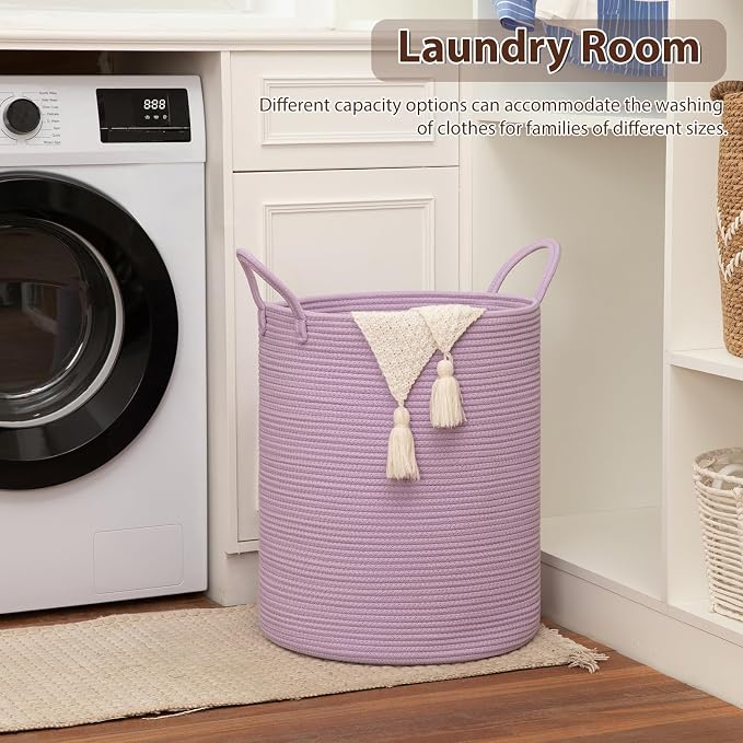 OIAHOMY 60L Nursery Hamper Laundry Basket Laundry Hamper Purple | collapsible - Image 4