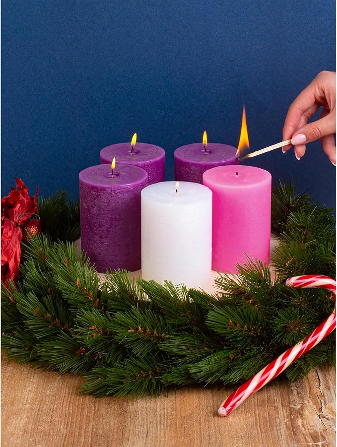 3x4 Inch Advent Pillar Candles Set of 5 - Image 7
