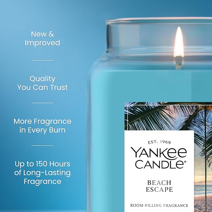 Yankee Candle Beach Escape Scented Candle, 22oz Large Jar - Image 3