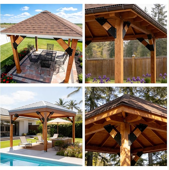 4 Pcs 6"x 6" 45°Angle Support Brackets| | Heavy Duty Carbon Steel Metal Corner - Image 7