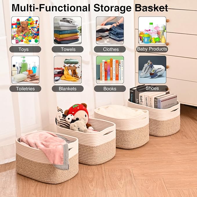 ICERZCZ Storage Baskets for Shelves, Woven Storage Basket, Bins for Cube Storage - Image 4