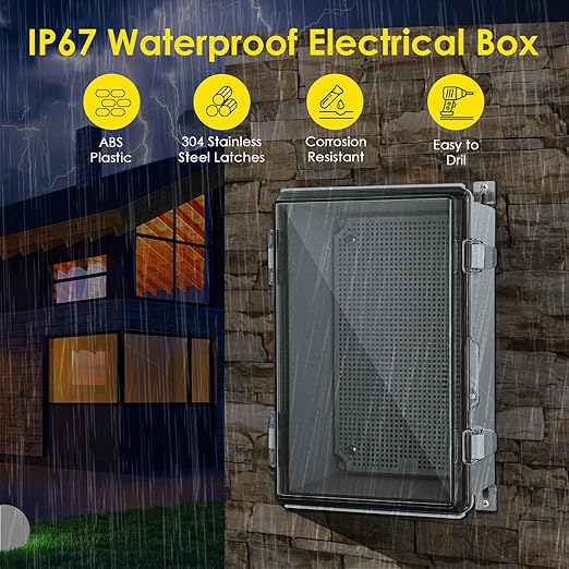 IP67 Outdoor Electrical Junction Box Waterproof 11.4"×7.5"×5.5" | Weatherproof - Image 2