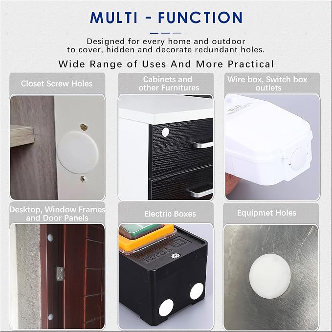 300 PCS 5 Sizes Nylon Plastic Hole Plugs, 1/2 Inch Round Hole, Snap in Knockout - Image 6