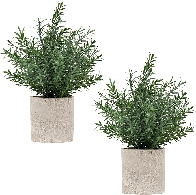 Coferset 2 Pack Small Fake Plants Rosemary Potted by Coferset