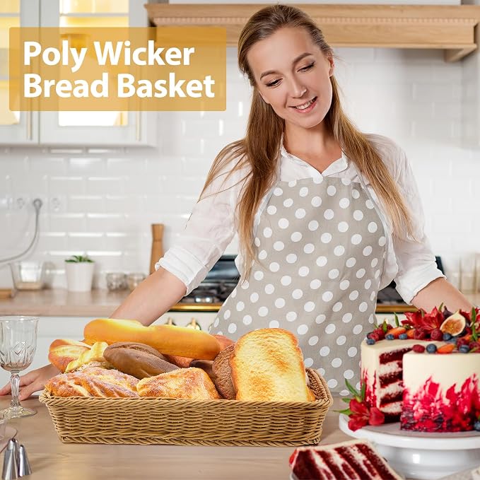 Eccliy 6 Pack Wicker Bread Baskets Woven Serving Basket, 19 Inch | Poly Wicker - Image 4