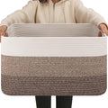 OIAHOMY Blanket Basket Laundry Basket Dog Toy Basket 75L Dark Brown | Large by MasterofSpaceOptimization