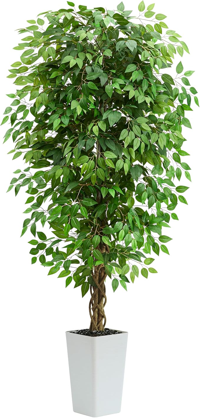 7FT Artificial Ficus Tree, 84 Inch Realistic Faux Silk Ficus Floor Plant by TXABL