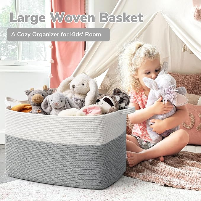 Goodpick 85L Large Woven Rope Blanket Basket, Living Room & Bedroom Organization - Image 2