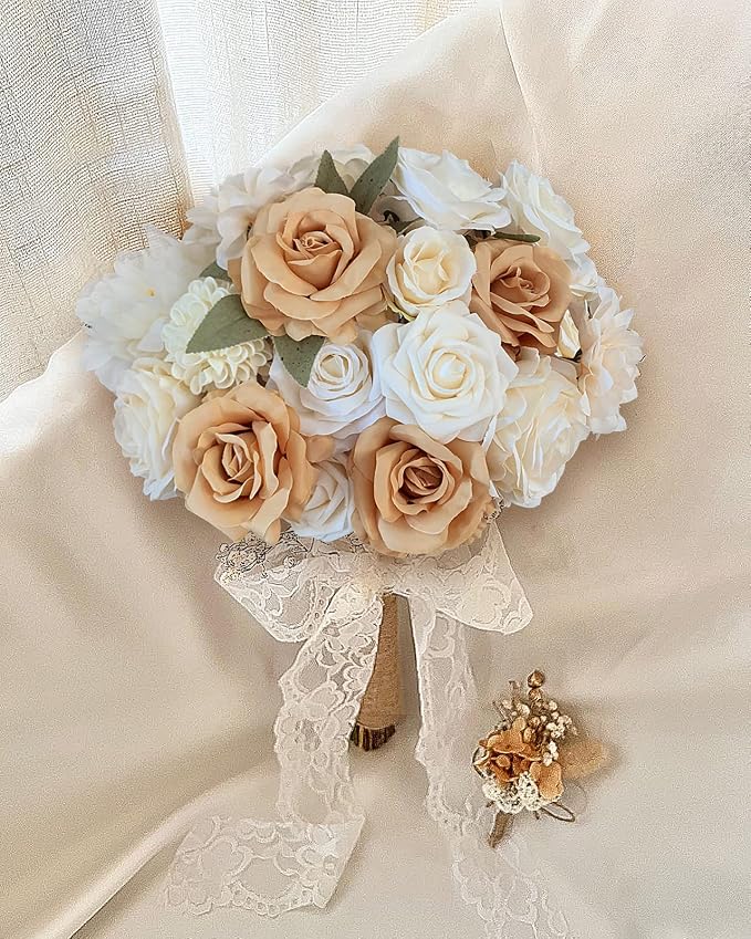 FACINOC Roses Artificial Flowers Nude Bouquet Box Set Fake Flower - Image 8
