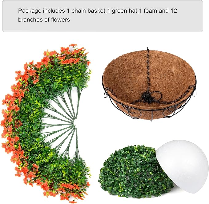 Artificial Fake Fall Hanging Plants Flowers Basket - Image 3