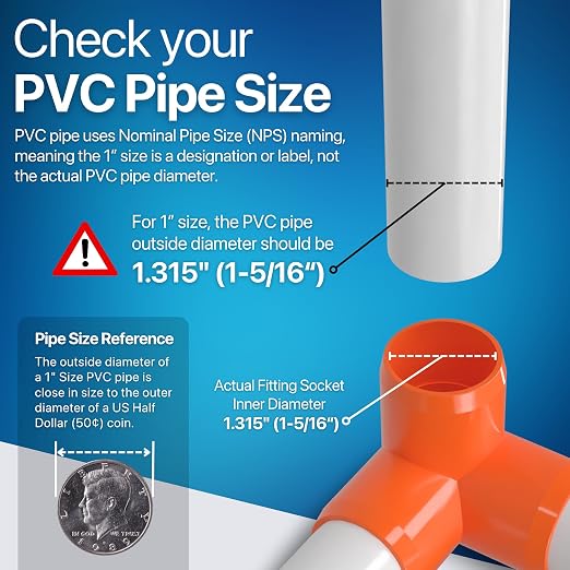 1" 3-Way Elbow Furniture Grade PVC Fitting in Orange, Made in USA, UV-Resistant - Image 4