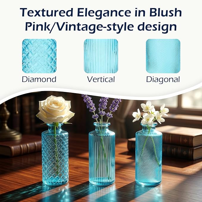 Glass Bud Vases 30 Pack, Small Blue Flower Vases - Image 2