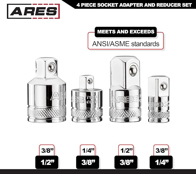 ARES 70007 4-Pc Socket Adapter & Reducer Set - Image 2