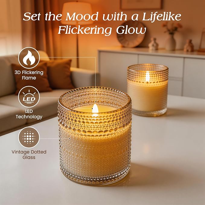 Dotted Glass Flameless Candles - Image 5