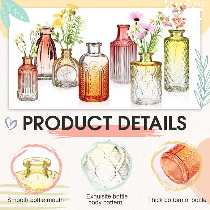 Yaomiao 30 Pcs Glass Bud Vases Centerpieces, Mini Colored Flower Vase - Image 5
