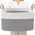 65L Laundry Basket with Handles, Woven Blanket Basket, Living Room by HZFTJOY