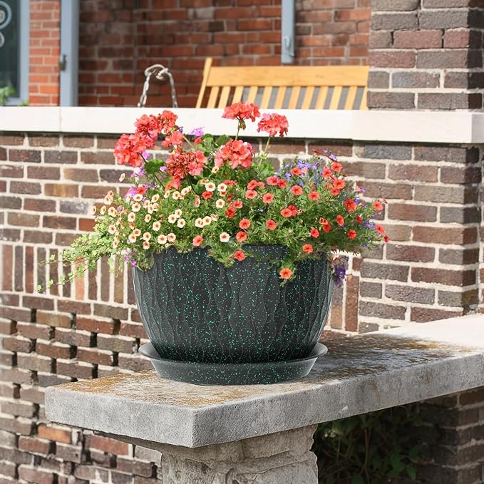 Meowell 12/10/9 inch Large Plant Pots, 3 Pack Wide Flower Pots - Image 6