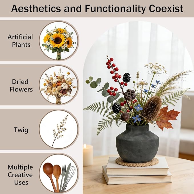 5.5 Inch Ceramic Flower Vase, Small Black Vase - Image 6
