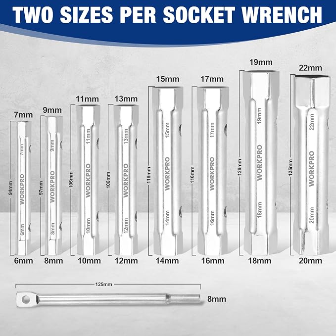 WORKPRO 9-Piece Shower Valve Socket Wrench Set - Image 2