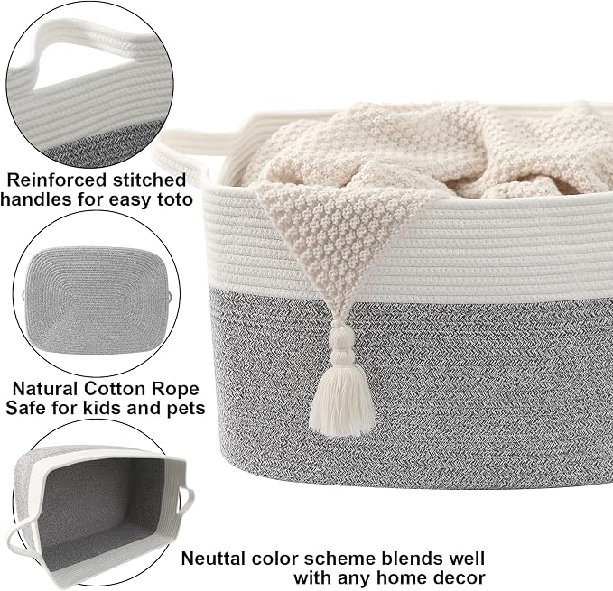96L Laundry Basket with Handles, Extra Blanket Basket, Living Room - Image 3