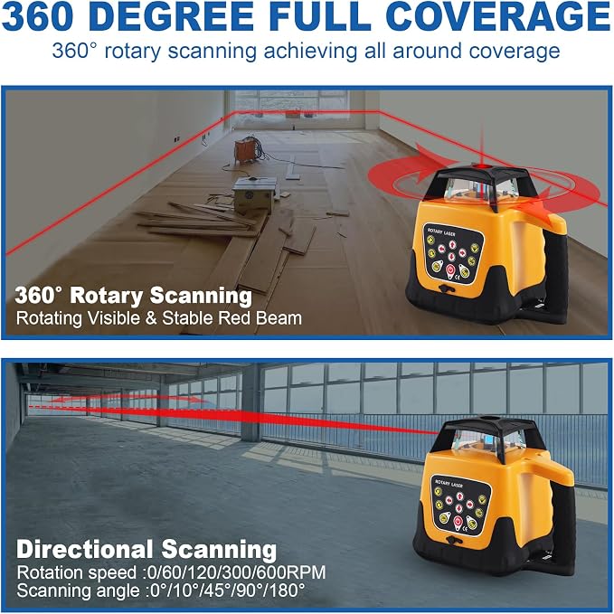 360° Self-Leveling Red Beam Rotary Laser Level Kit - Image 4