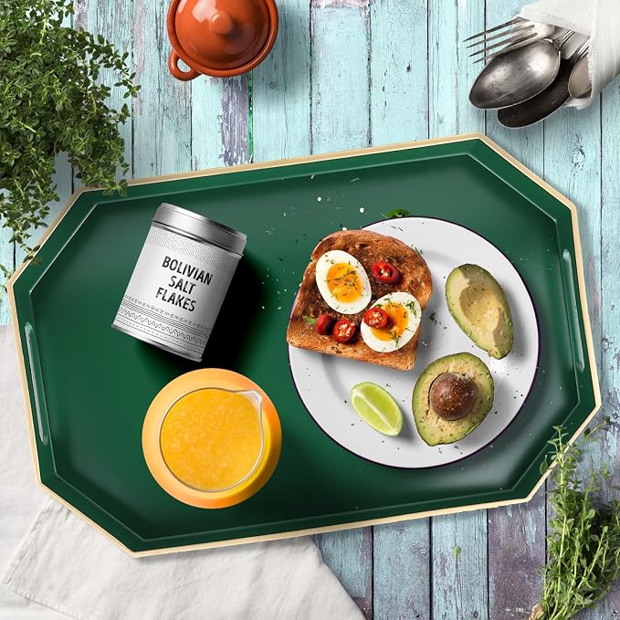 Green Decorative Tray with Handles, Versatile Serving Tray - Image 5