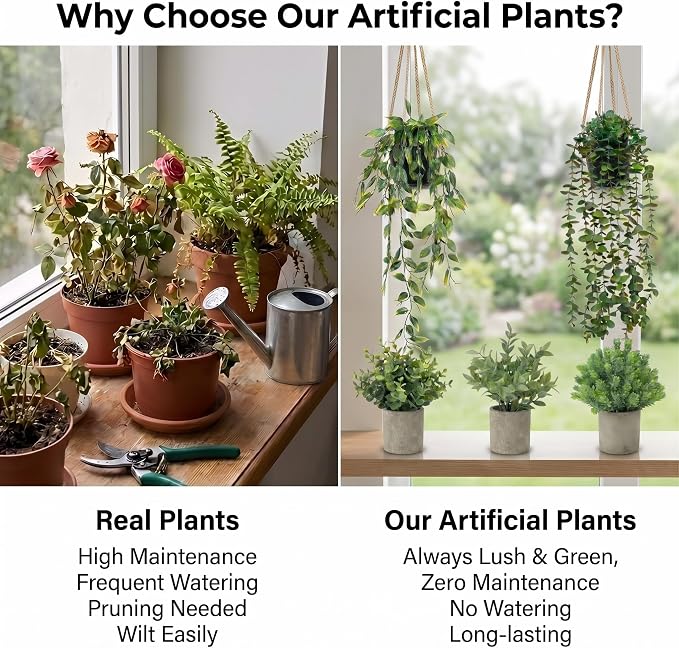 Artificial Hanging Plants 5 Pack – Small Fake Potted Ivy Plants - Image 5