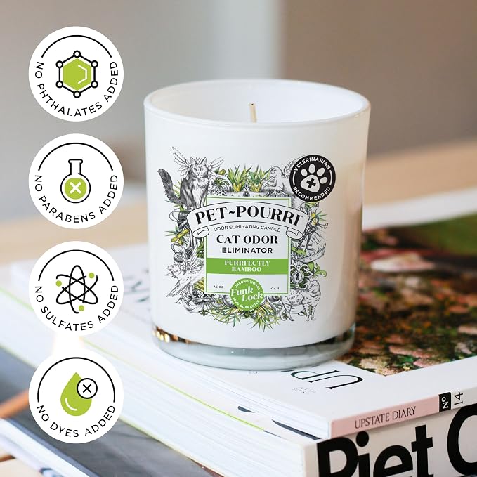 Pet-Pourri Purrfectly Bamboo Cat Deodorizer Candle – Cat Safe Plant Based - Image 8