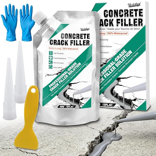 Concrete Crack Filler, 1.1LB Self Leveling Cement Crack Sealer by Vividye