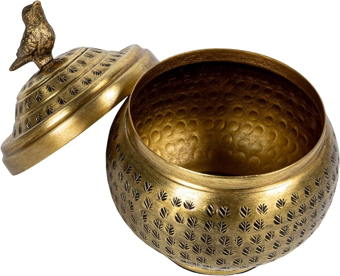 Round Hammered Metal Container - Image 7