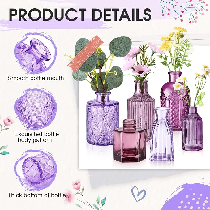 Yaomiao 30 Pcs Glass Bud Vases Centerpieces, Mini Colored Flower Vase - Image 4