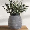 Ceramic Rustic Vase, 7.48" Flowers Pottery Vases Home Decor Round Wide-Mouth by ooit