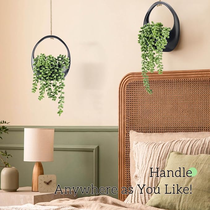 Der Rose 2 Pack Fake Hanging Plants in Black Pots - Image 6