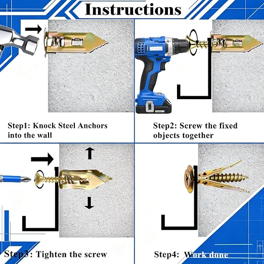 410PCS Self Drilling Drywall Anchors and Screws Kit, Heavy Duty Wall Anchors - Image 3